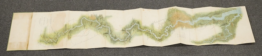 River Thames. Tombleson (William), Tombleson's Panoramic map of the Thames and Medway, vertical strip-map of the Thames from Cirencester to Chatham via London, showing railway lines, wood-engraved map with original hand-